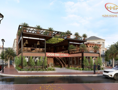 Thiết Kế Quán Cafe Khung Thép Đẹp Hiện Đại 