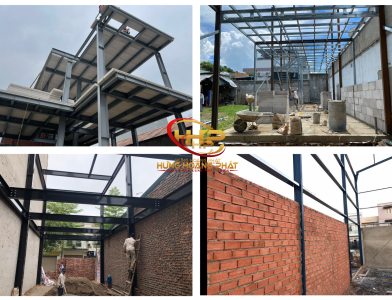 Nhà thép tiền chế kết hợp với tường gạch