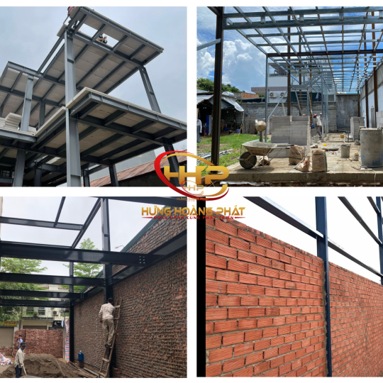 Nhà thép tiền chế kết hợp với tường gạch